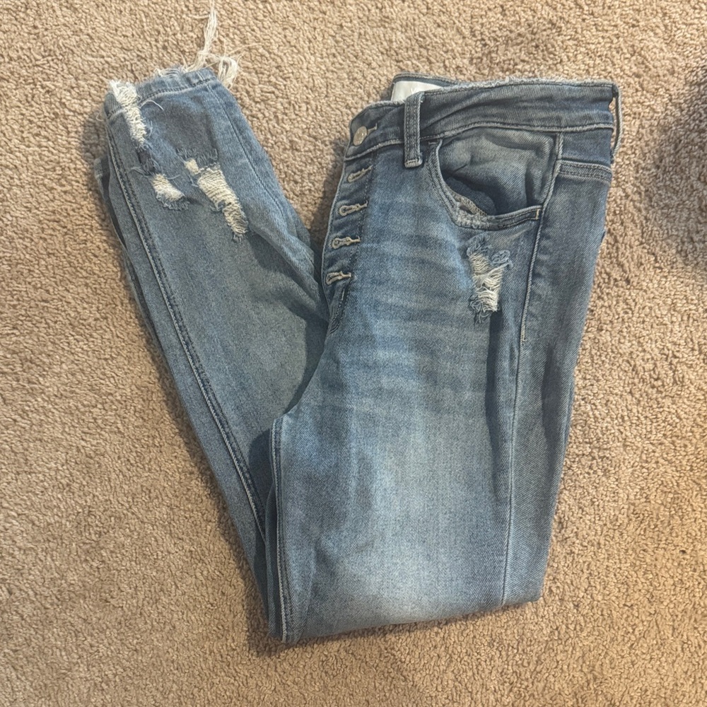 VERVET BY FLYING MONKEY Light Blue Distressed Skinny Jeans